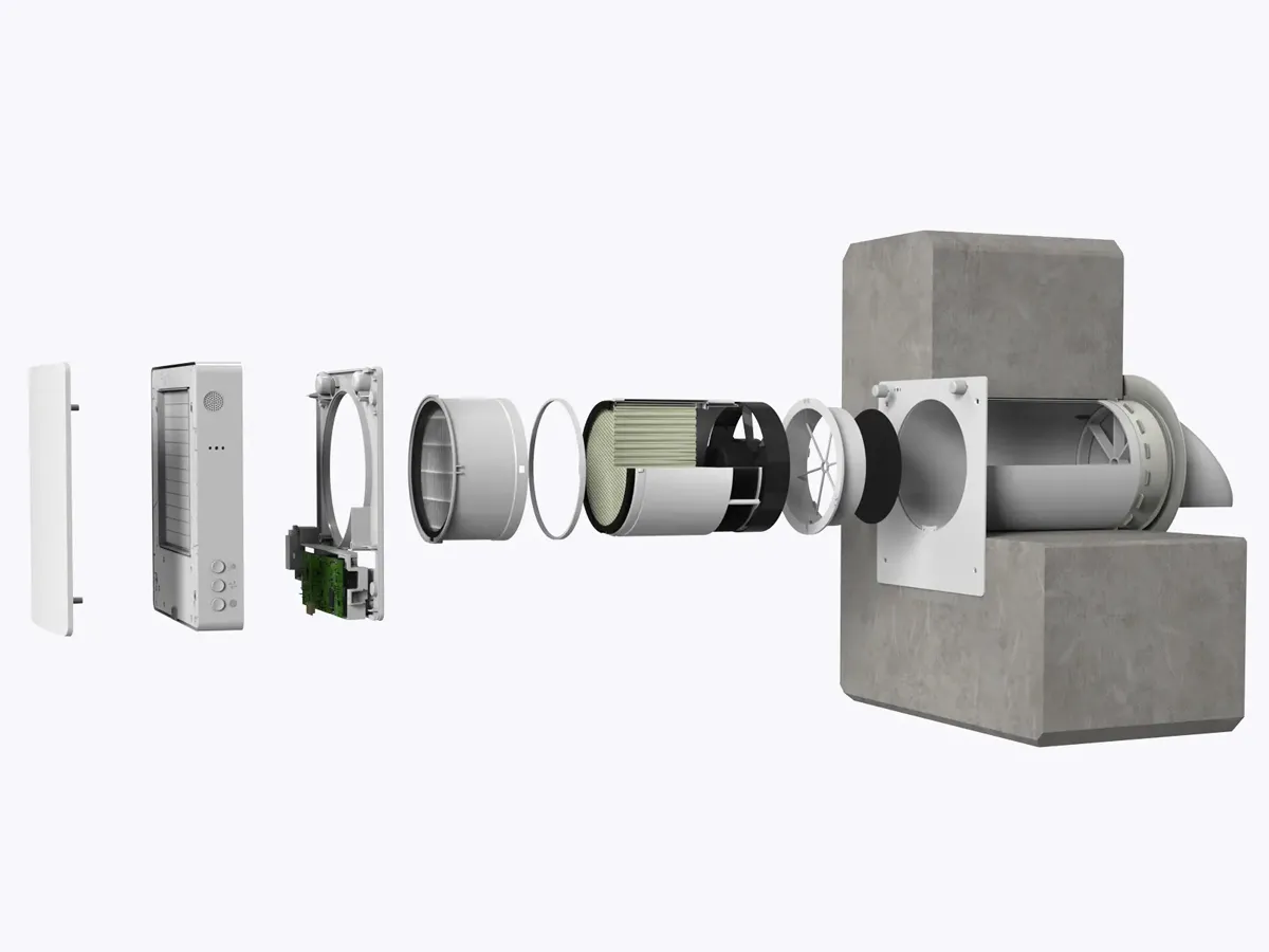 Recuperator de aer cu sistem de ventilație NEOVENT KNF 60 PAIR, structura