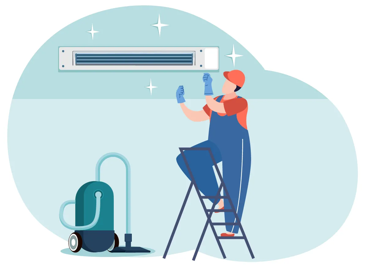 Profilaxia aparatului de aer conditionat de tip canal slim 9000 BTU