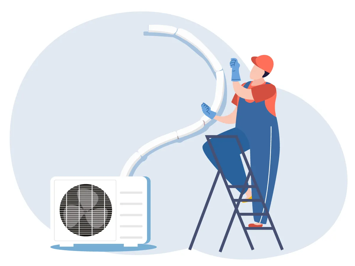 Preinstalarea (instalarea traseului si unitatii exterioare prima etapa) pentru aparatele de aer conditionat 24000 BTU (6,2 - 7,2 kW)