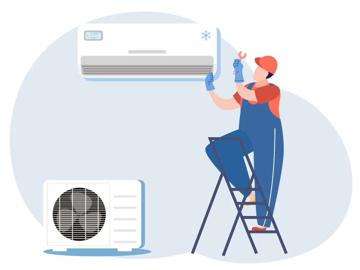 Instalarea finala (instalarea unitatii interioare si exterioare etapa doi) pentru aparatele de aer conditionat 18000 BTU