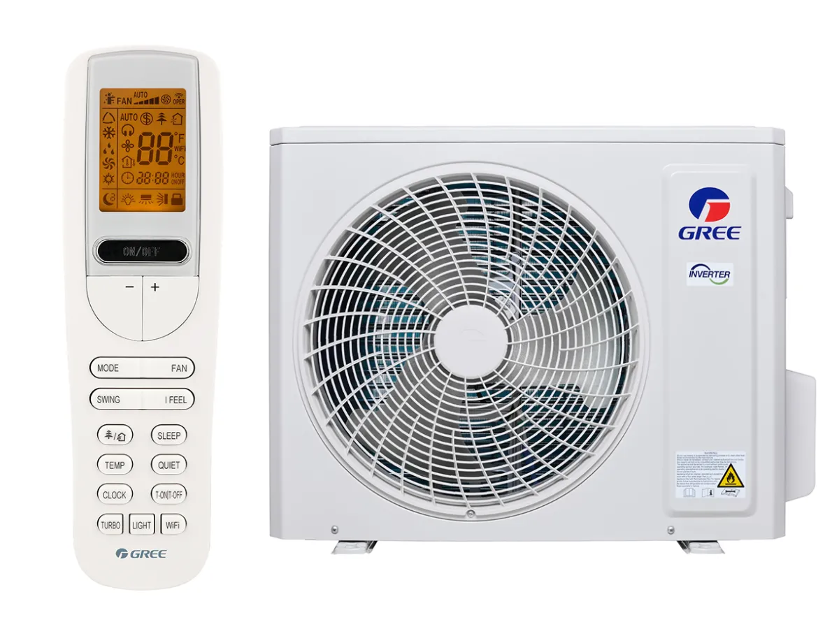 Poza telecomanda si bloc exterior si Gree Clivia Silver 24000 BTU