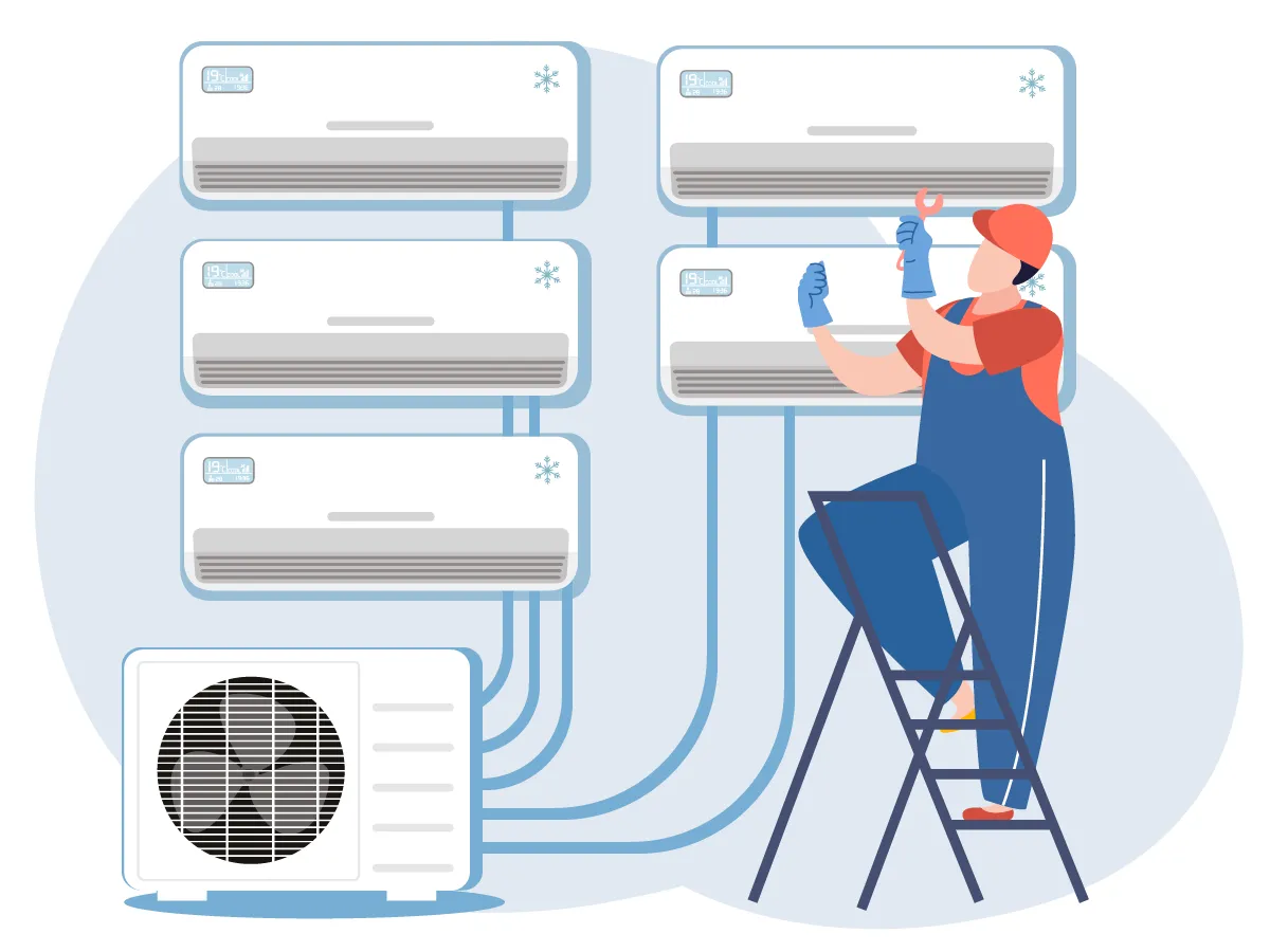 Instalarea standard sistemelor de tip multi-split cu 5 conexiuni 