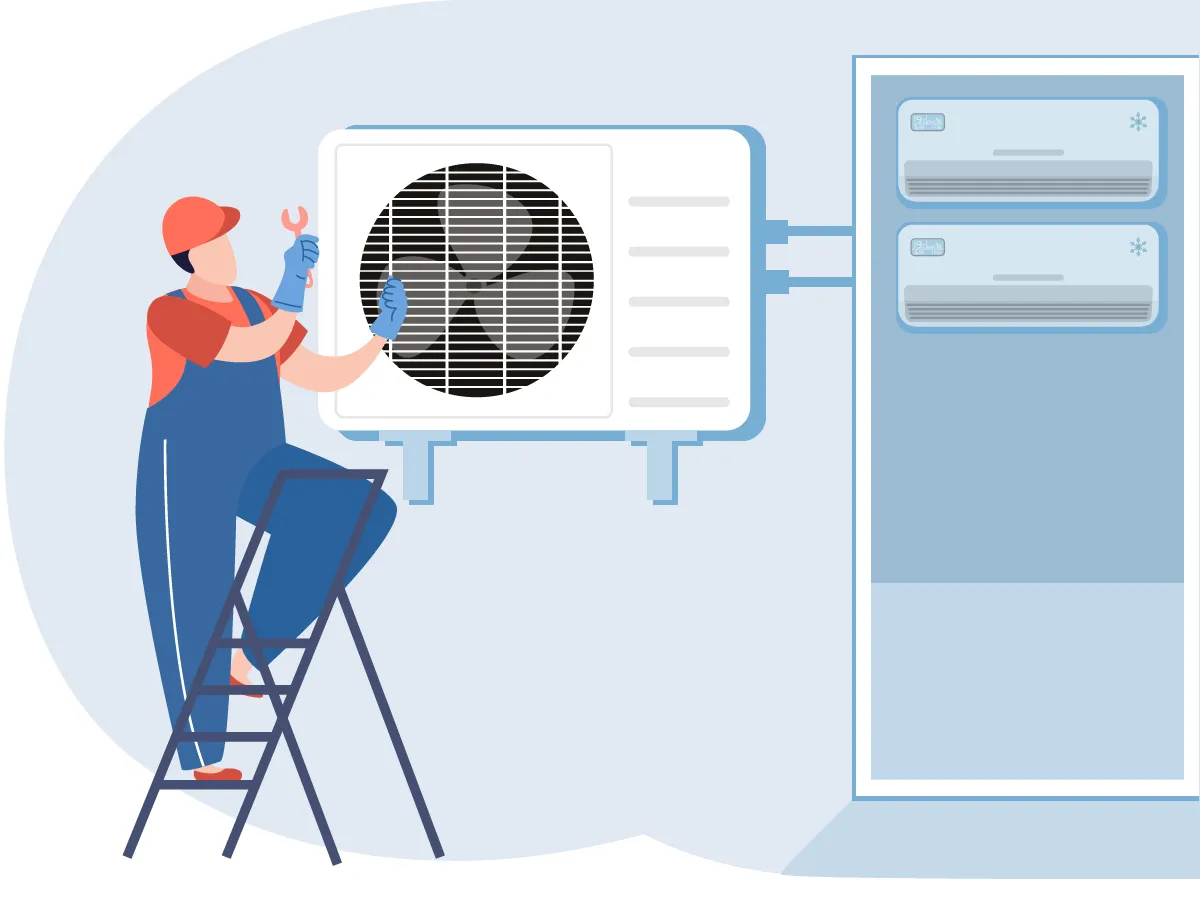 Demontarea sau instalarea unitatii exterioare de tip multi-split cu 2 conexiuni 