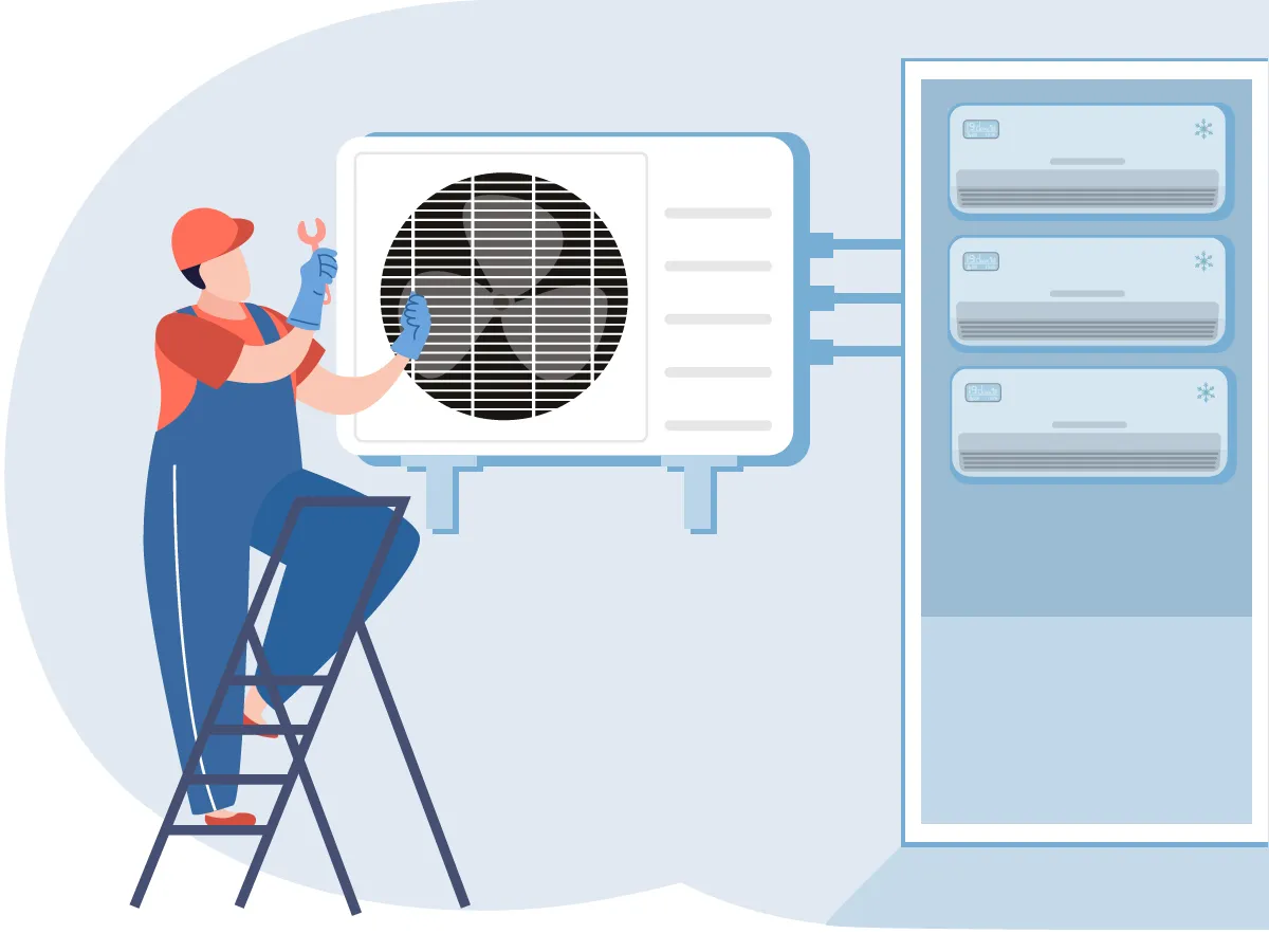 Demontarea sau instalarea unitatii exterioare de tip multi-split cu 3 conexiuni 