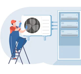 Demontarea sau instalarea unitatii exterioare de tip multi-split cu 3 conexiuni 