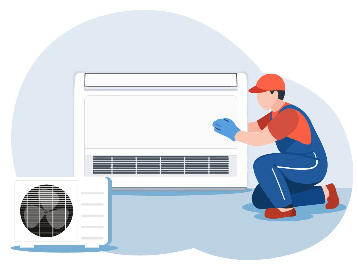 Instalarea standard conditionerelor de tip consola 18000 BTU (5,0 - 6,1 kW)