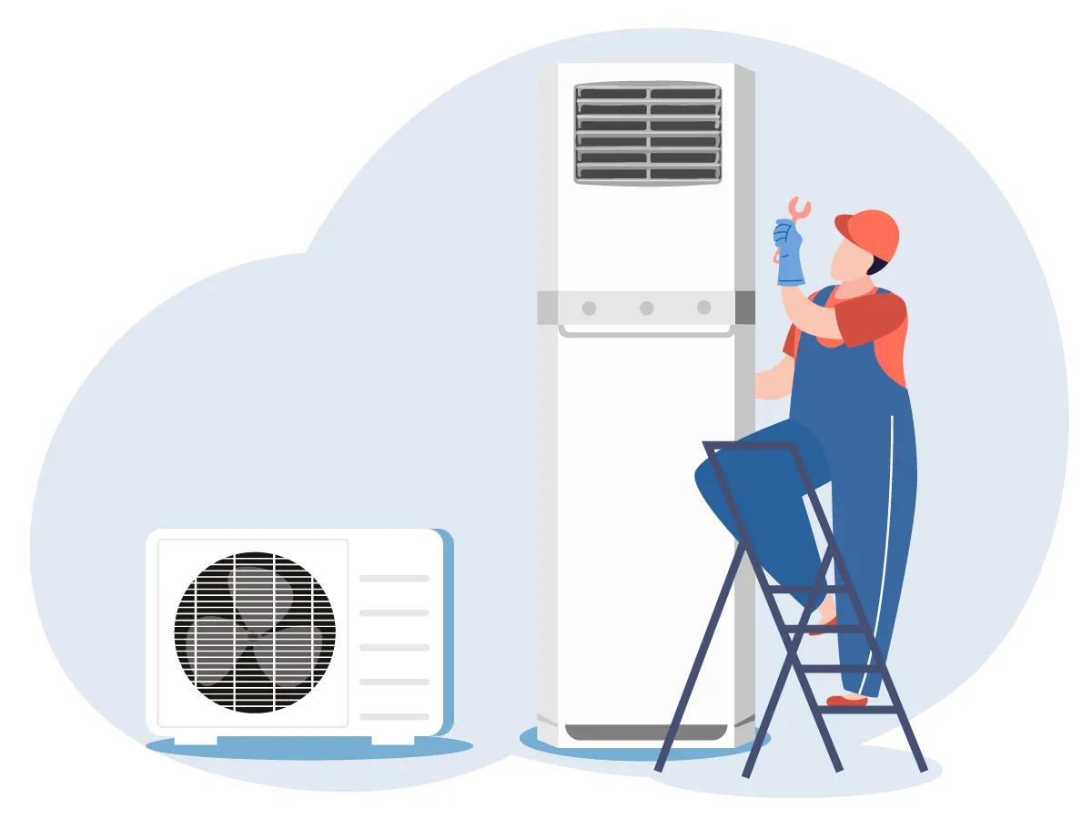 Стандартная установка кондиционера колонного типа