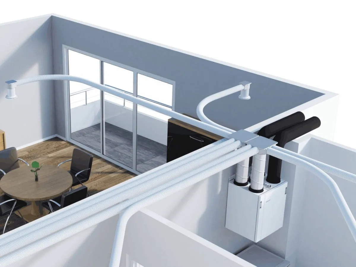 Recuperator Mitsubishi Electric LOSSNAY VL-350CZPVU-R-EG instalat în cameră