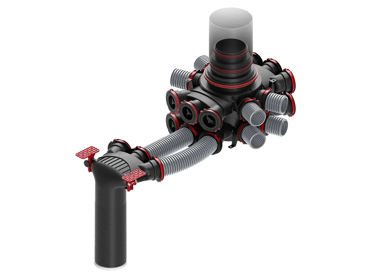 Posibilitatea de conectare a conductelor la cutia de distribuție HEATPEX ARIA CONNECT