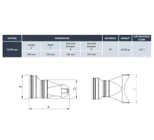 Dimensiunile racordului lateral HEATPEX ARIA CONNECT Ø125/160 mm