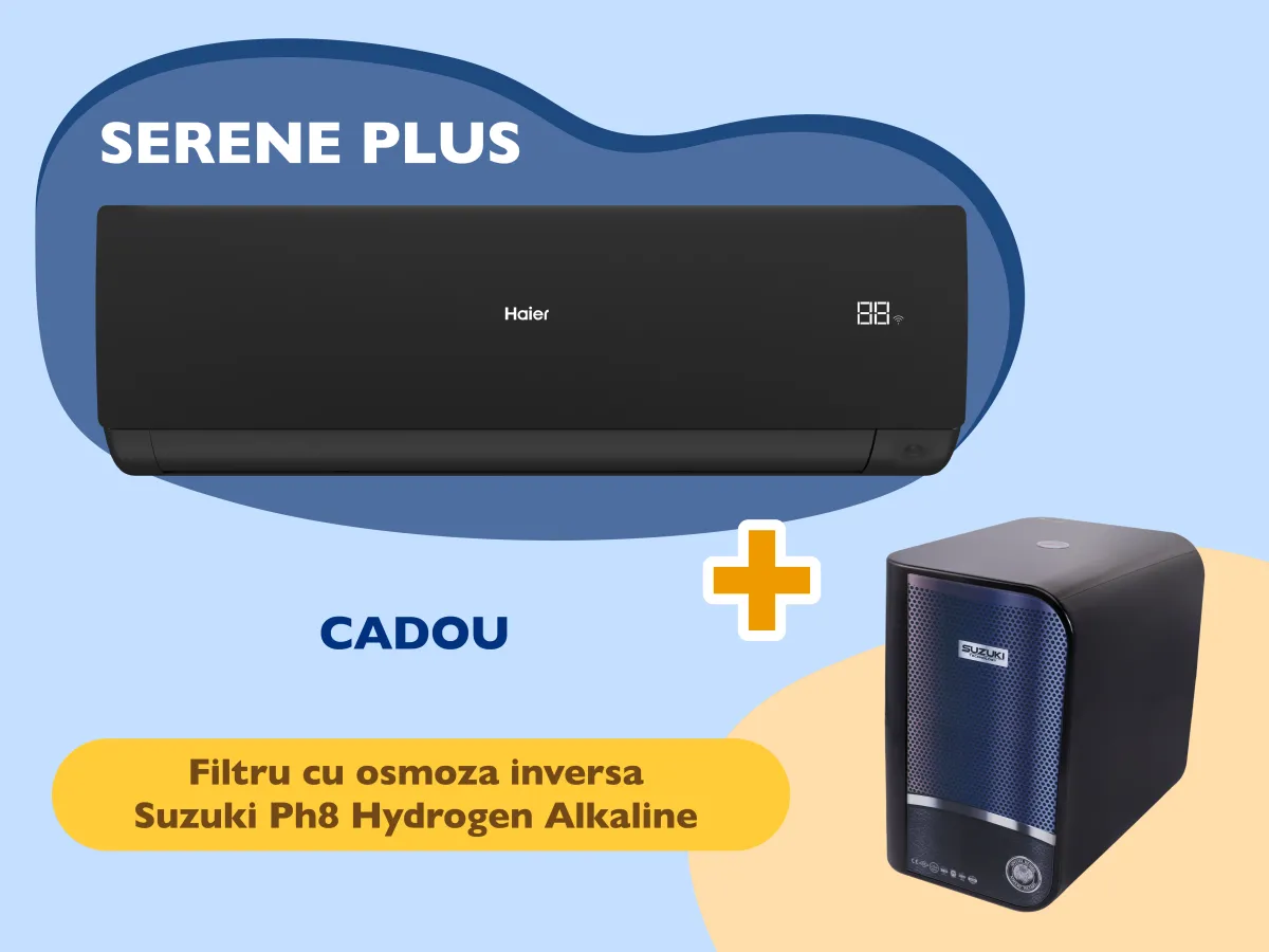 Conditioner HAIER SERENE Plus DC Inverter R32 AS25SBBHRA-MB 1U25DEBFRA-SH Negru mat (Încălzire pana la - 25°C)
