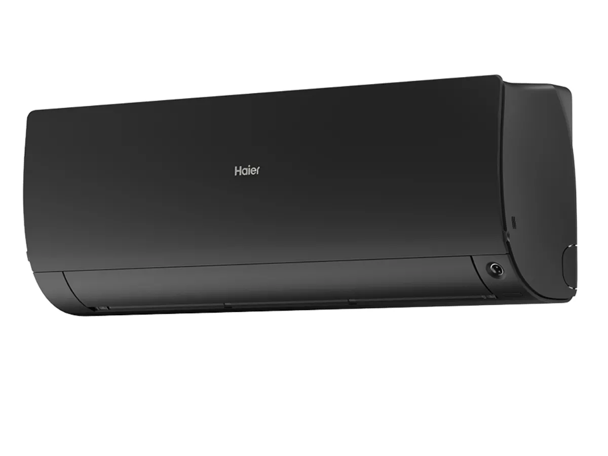 Poza bloc exterior si telecomanda Haier Flexis 12000BTU negru mat