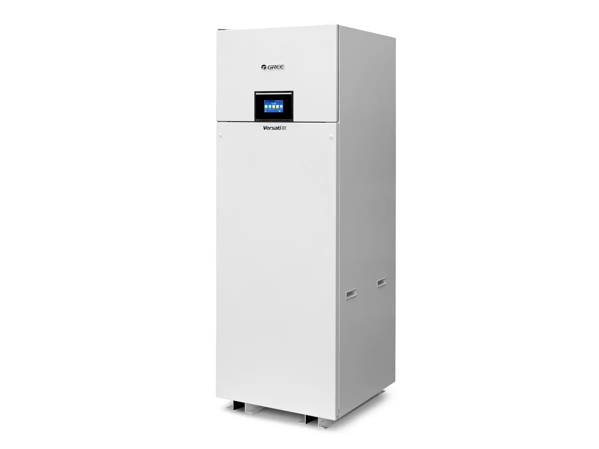 Unitate interioară a sistemului split aer-apă cu pompă de căldură Gree Versati III, vedere laterală