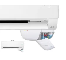 Pompă pentru evacuarea condensului de sub unitatea split SORRISO, exemplu de montare pe unitatea interioară